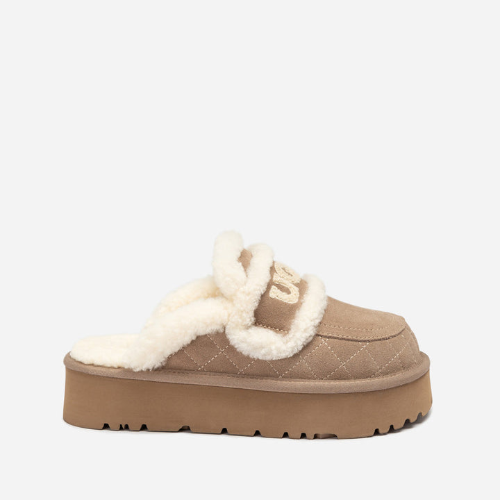 OZWEAR UGG  Violet Matelasse Shearling Platform Slipper