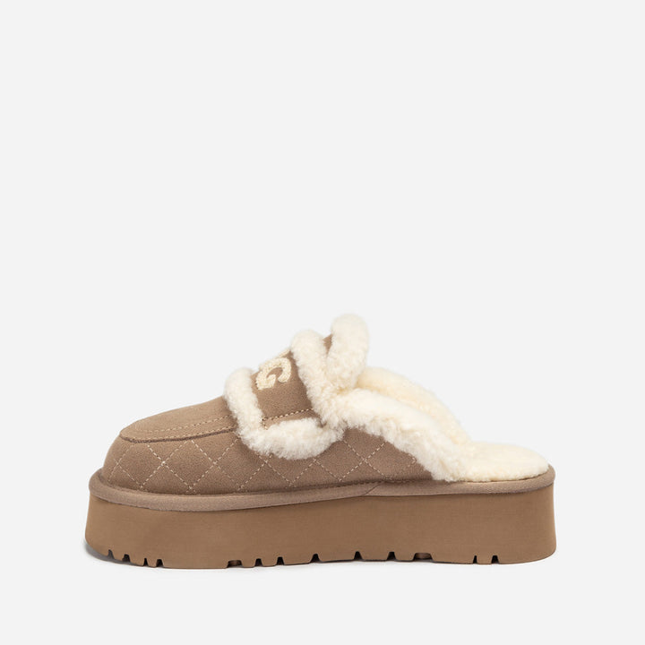 OZWEAR UGG  Violet Matelasse Shearling Platform Slipper