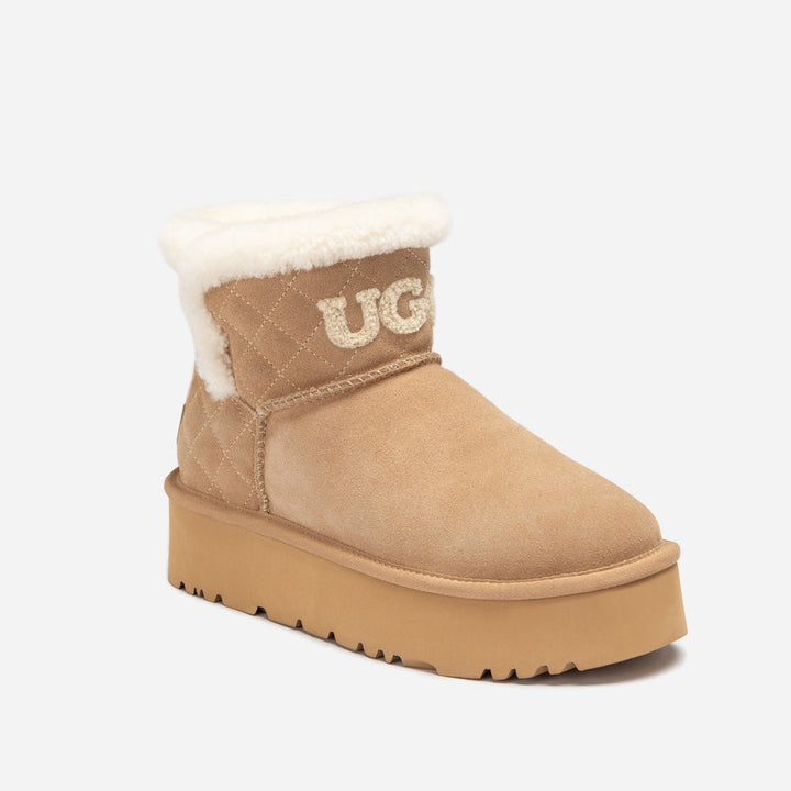 OZWEAR UGG Bondi Matelasse Platform Shearling Mini Boot