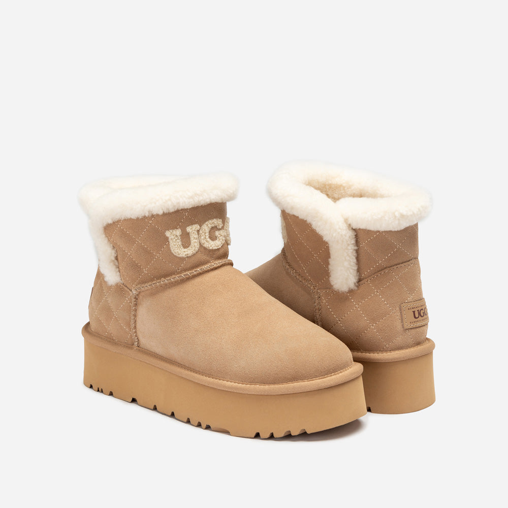 OZWEAR UGG Bondi Matelasse Platform Shearling Mini Boot