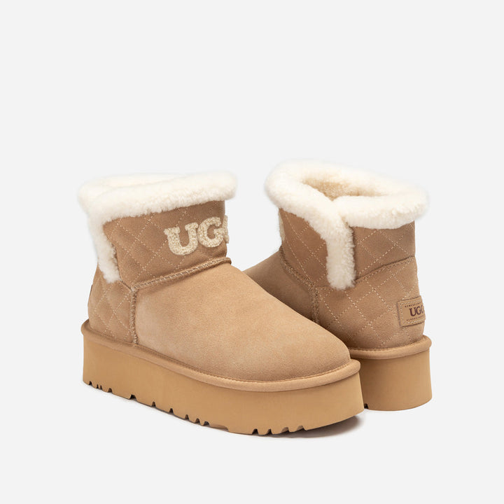 OZWEAR UGG Bondi Matelasse Platform Shearling Mini Boot