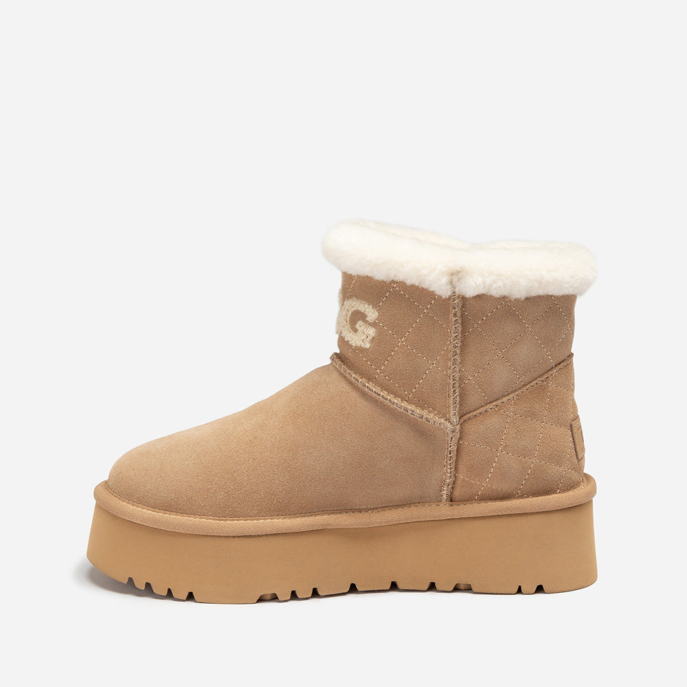 OZWEAR UGG Bondi Matelasse Platform Shearling Mini Boot