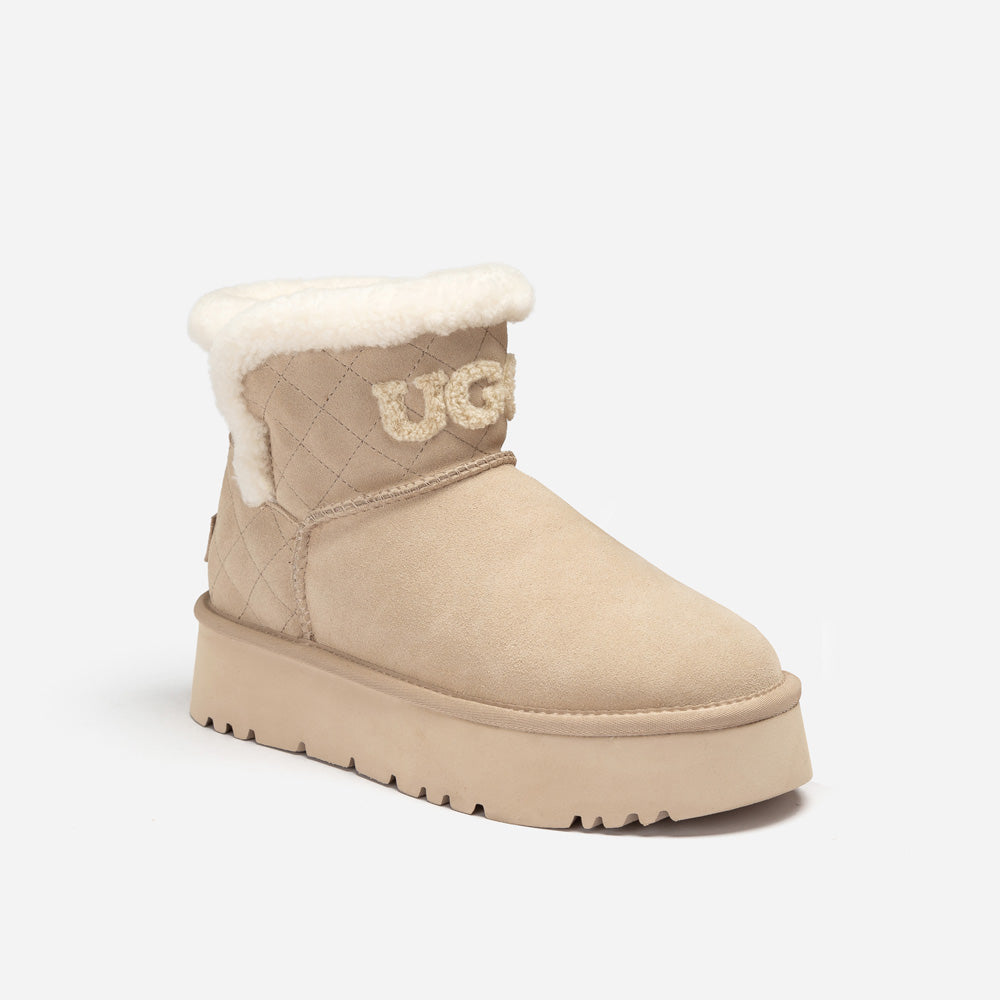 OZWEAR UGG Bondi Matelasse Platform Shearling Mini Boot