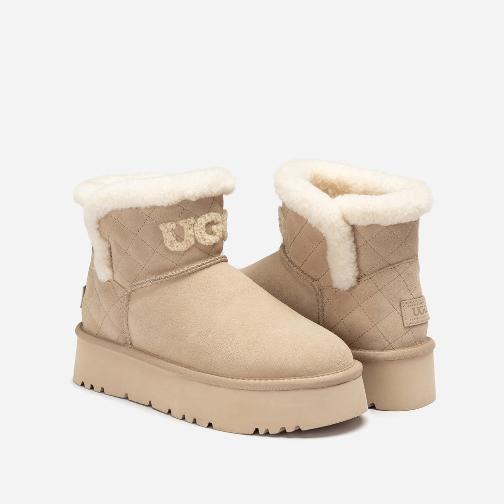 OZWEAR UGG Bondi Matelasse Platform Shearling Mini Boot