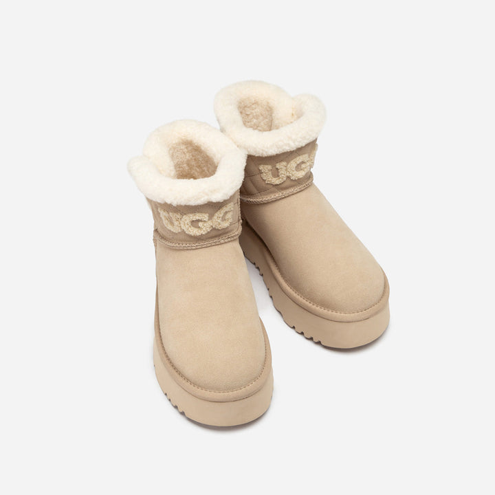 OZWEAR UGG Bondi Matelasse Platform Shearling Mini Boot