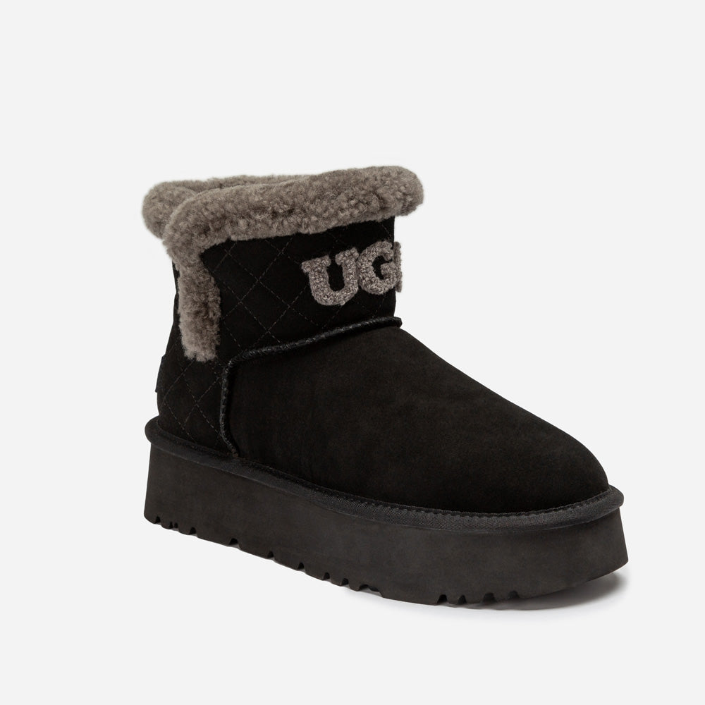 OZWEAR UGG Bondi Matelasse Platform Shearling Mini Boot
