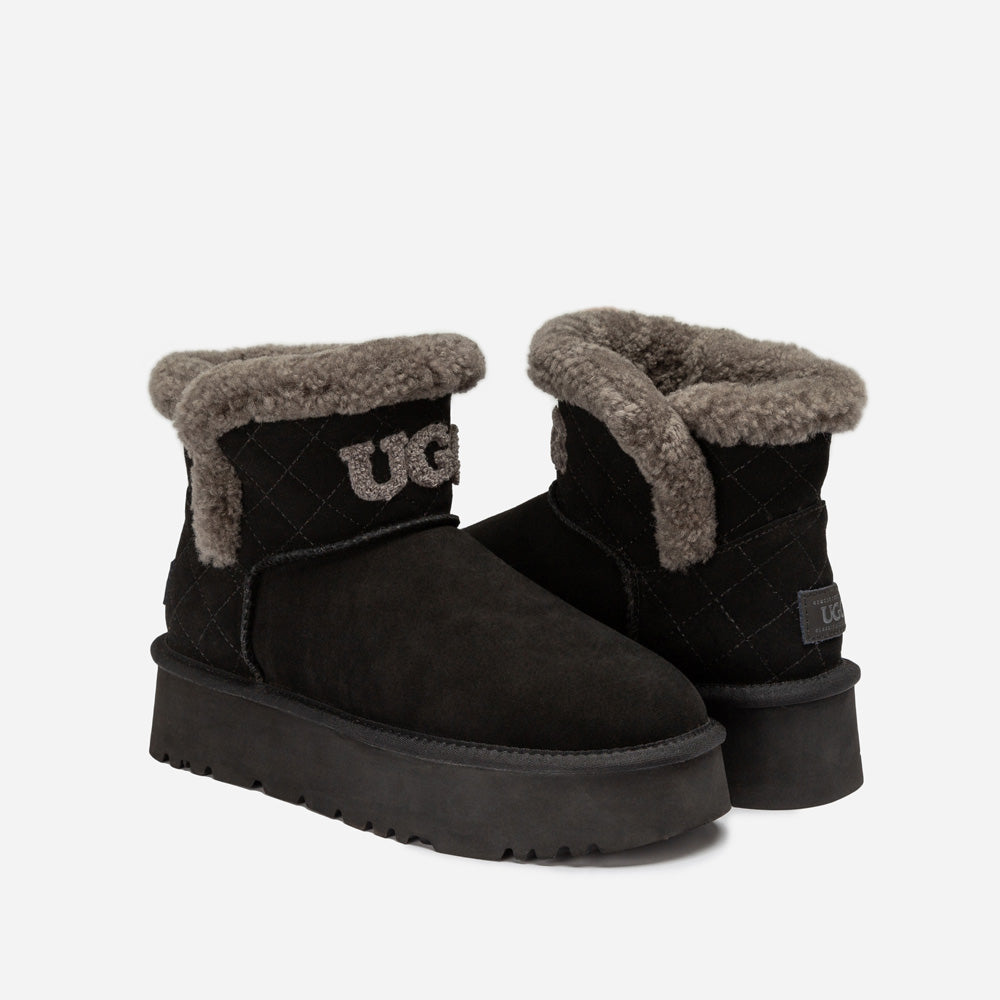 OZWEAR UGG Bondi Matelasse Platform Shearling Mini Boot