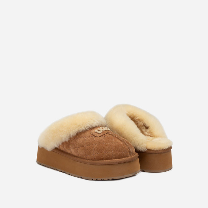 OZWEAR UGG Coquette Matelassé Logo Platform Slipper (Detachable Feature)