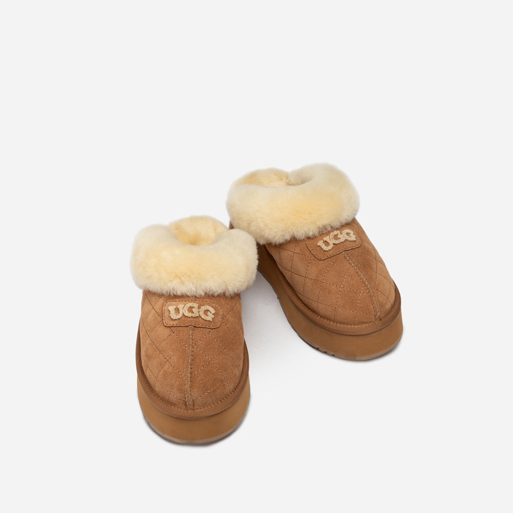 OZWEAR UGG Coquette Matelassé Logo Platform Slipper (Detachable Feature)