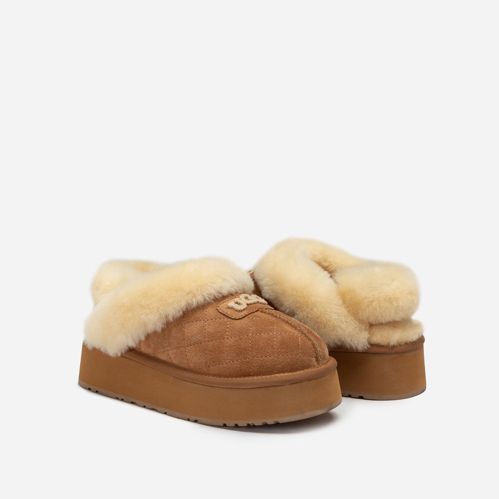 OZWEAR UGG Coquette Matelassé Logo Platform Slipper (Detachable Feature)