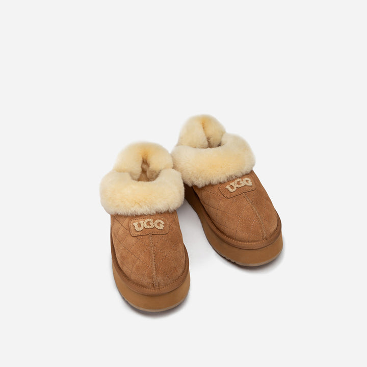 OZWEAR UGG Coquette Matelassé Logo Platform Slipper (Detachable Feature)