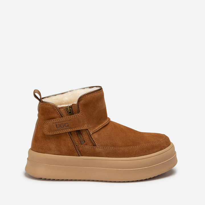 OZWEAR UGG Tag Zipper Ankle Boots