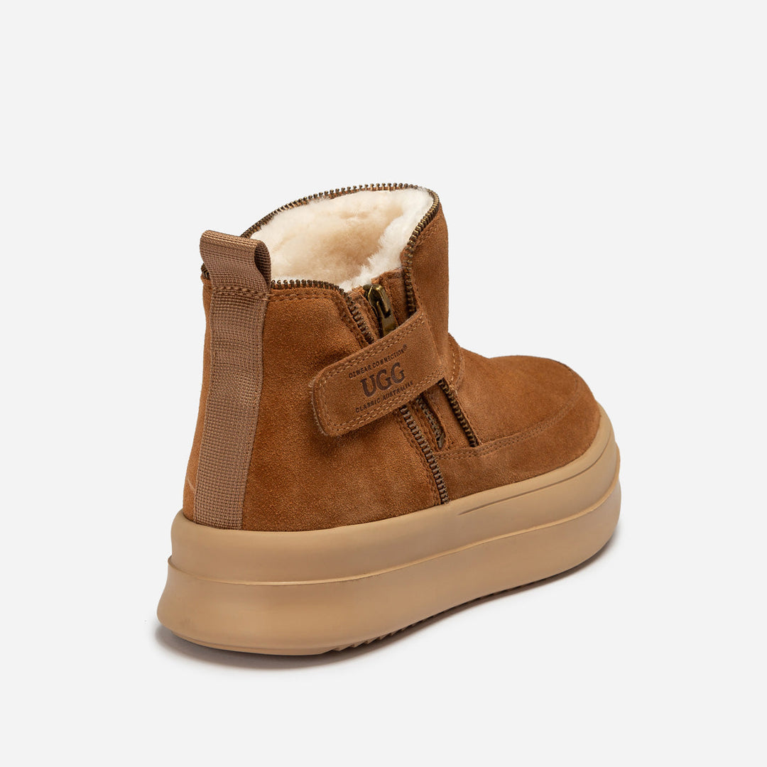OZWEAR UGG Tag Zipper Ankle Boots