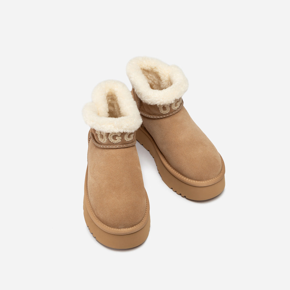 OZWEAR UGG  Bondi Matelassé Platform Shearling Ultra Mini Boots