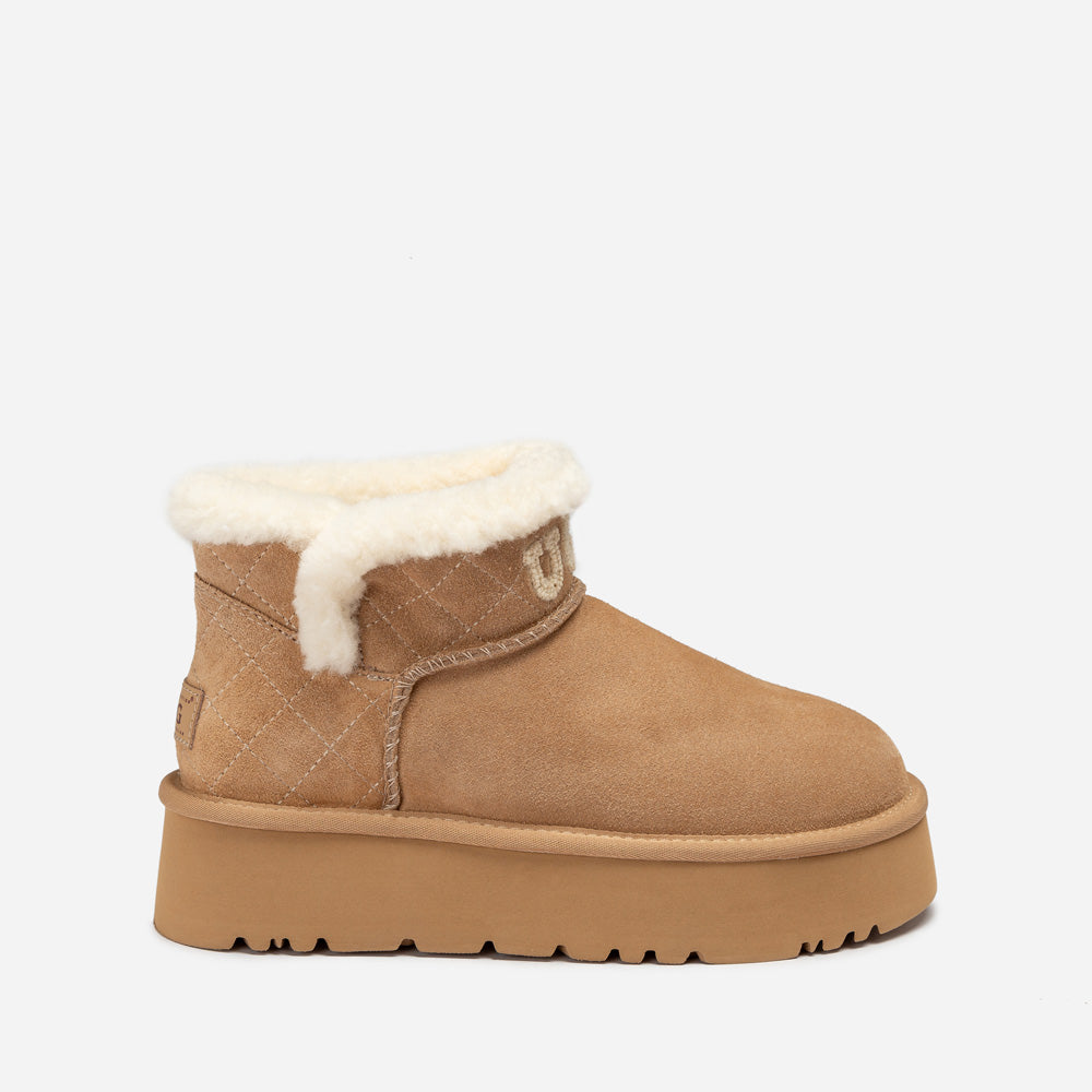OZWEAR UGG  Bondi Matelassé Platform Shearling Ultra Mini Boots
