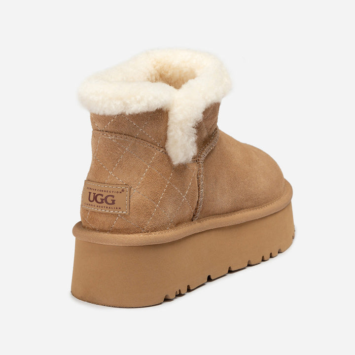 OZWEAR UGG  Bondi Matelassé Platform Shearling Ultra Mini Boots