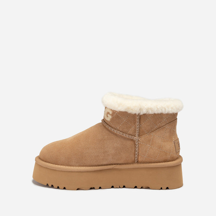 OZWEAR UGG  Bondi Matelassé Platform Shearling Ultra Mini Boots