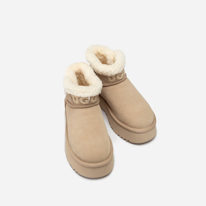 OZWEAR UGG  Bondi Matelassé Platform Shearling Ultra Mini Boots