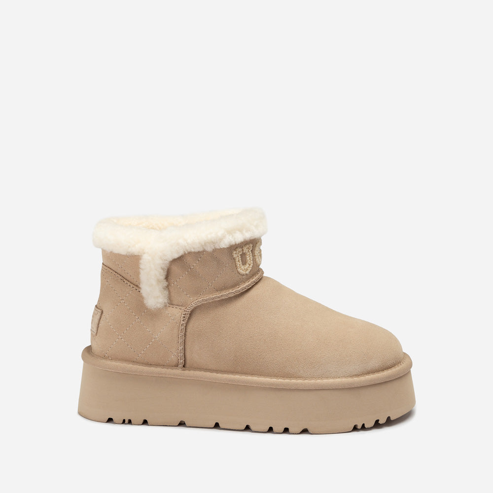 OZWEAR UGG  Bondi Matelassé Platform Shearling Ultra Mini Boots