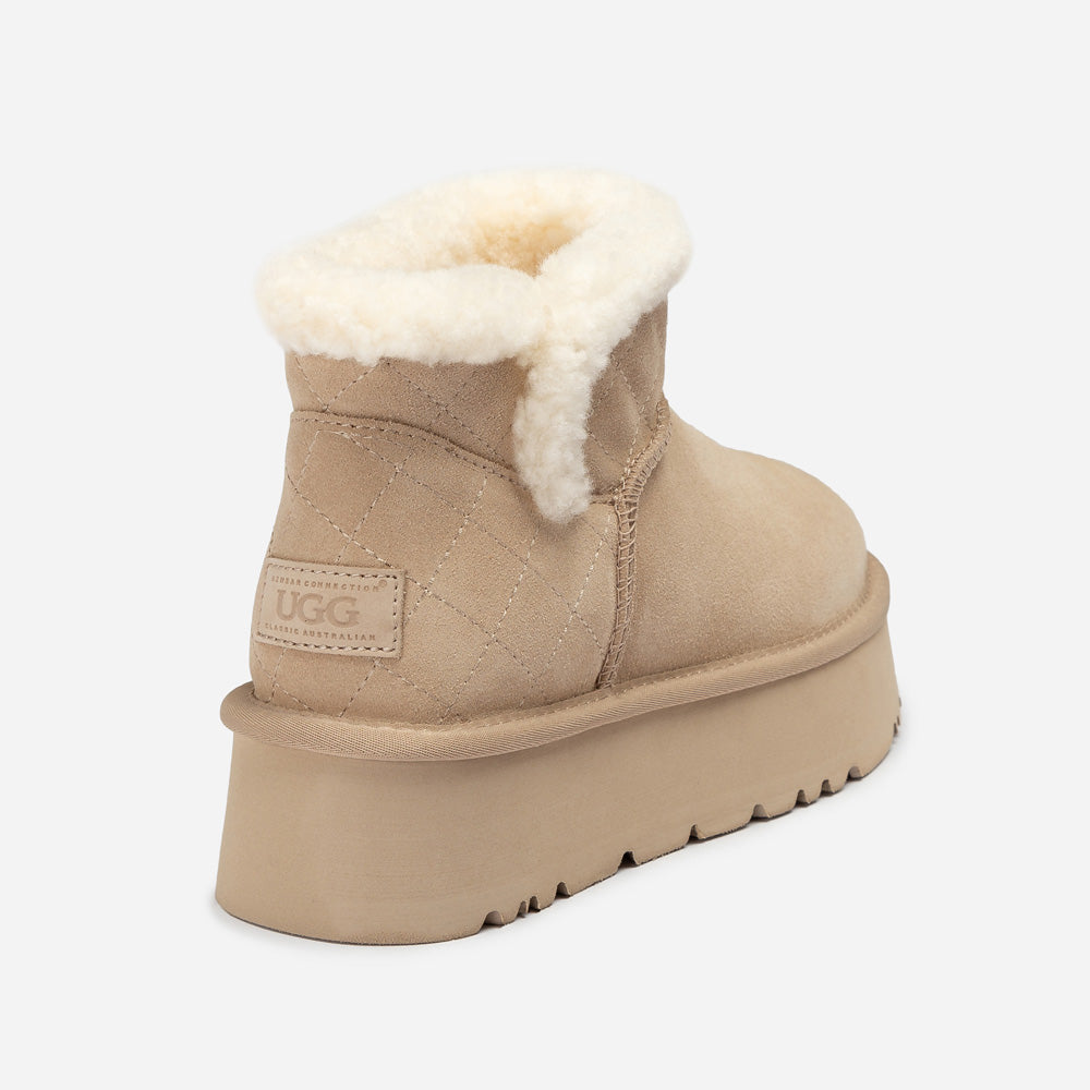 OZWEAR UGG  Bondi Matelassé Platform Shearling Ultra Mini Boots