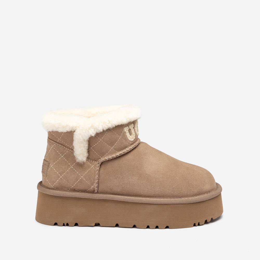 OZWEAR UGG  Bondi Matelassé Platform Shearling Ultra Mini Boots