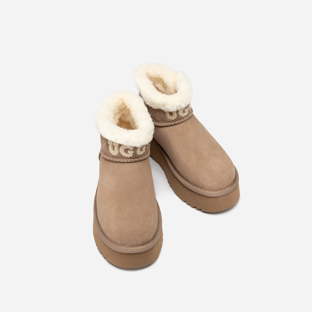 OZWEAR UGG  Bondi Matelassé Platform Shearling Ultra Mini Boots