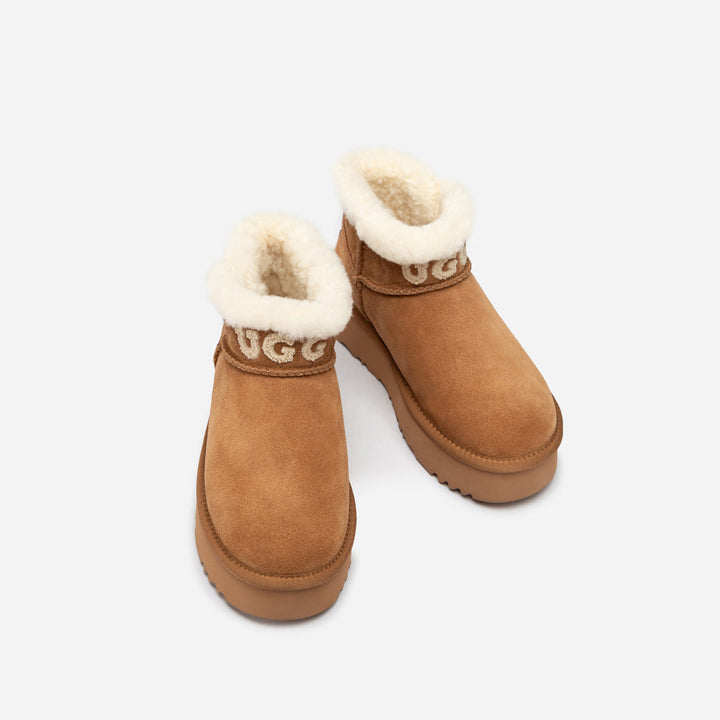 OZWEAR UGG  Bondi Matelassé Platform Shearling Ultra Mini Boots