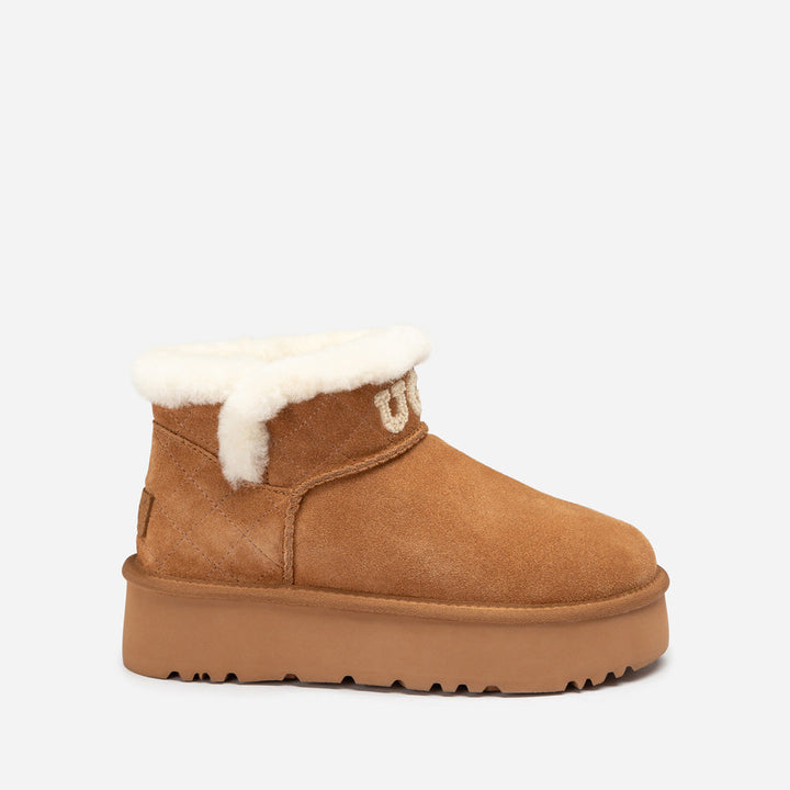 OZWEAR UGG  Bondi Matelassé Platform Shearling Ultra Mini Boots