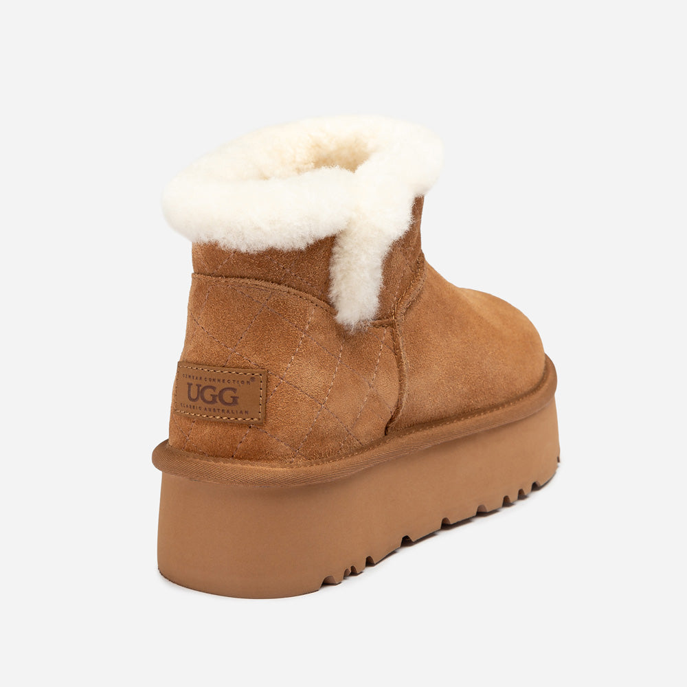 OZWEAR UGG  Bondi Matelassé Platform Shearling Ultra Mini Boots