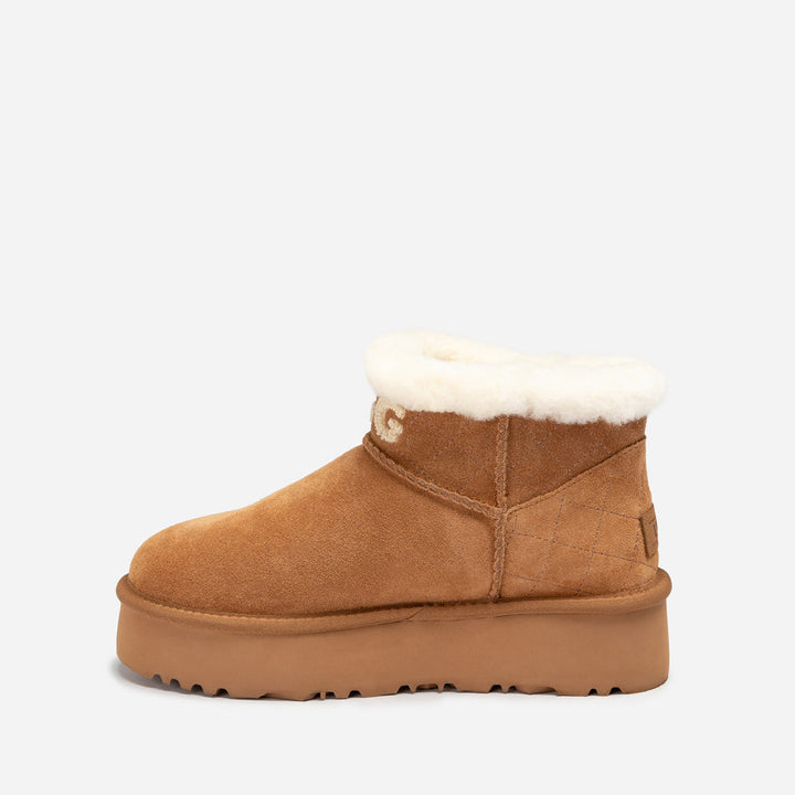 OZWEAR UGG  Bondi Matelassé Platform Shearling Ultra Mini Boots
