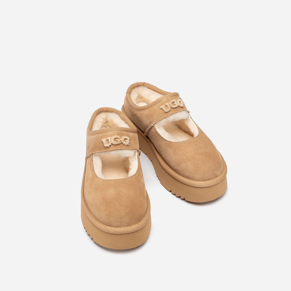 OZWEAR UGG Mary Jane Emb Logo Platform