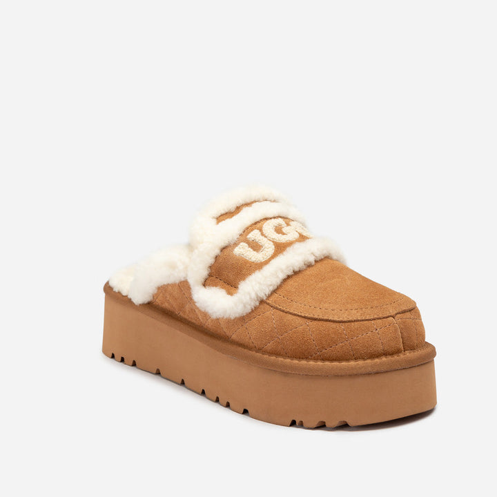 OZWEAR UGG  Violet Matelasse Shearling Platform Slipper