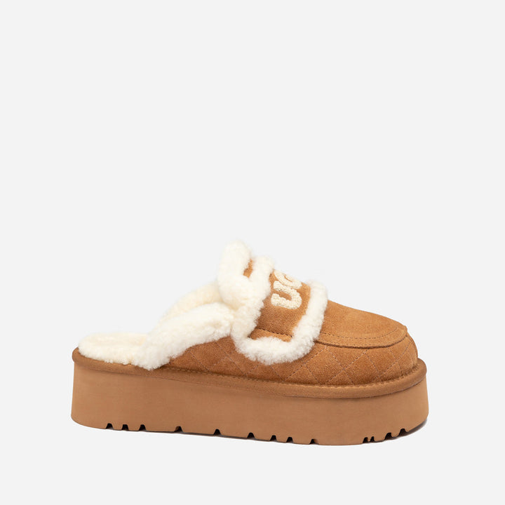 OZWEAR UGG  Violet Matelasse Shearling Platform Slipper