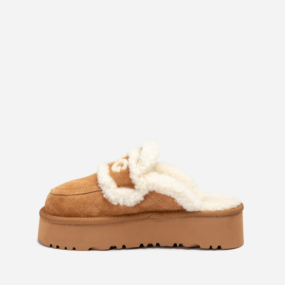 OZWEAR UGG  Violet Matelasse Shearling Platform Slipper
