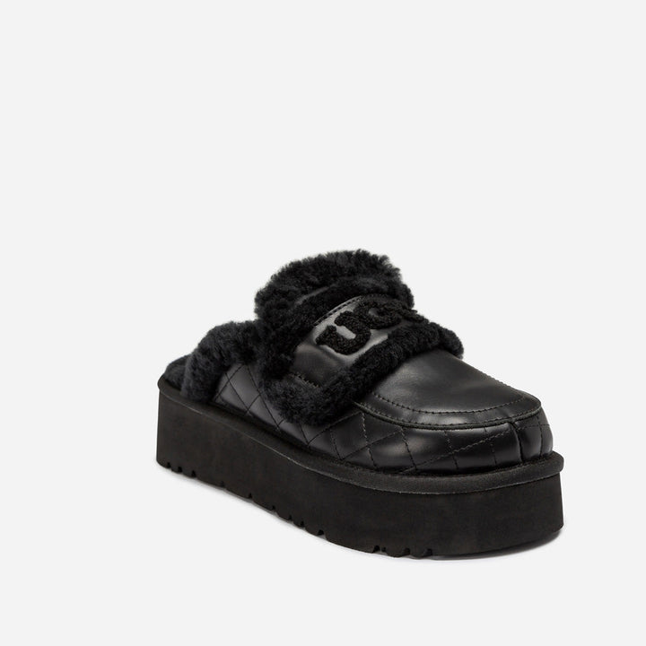 OZWEAR UGG  Violet Matelasse Shearling Platform Slipper