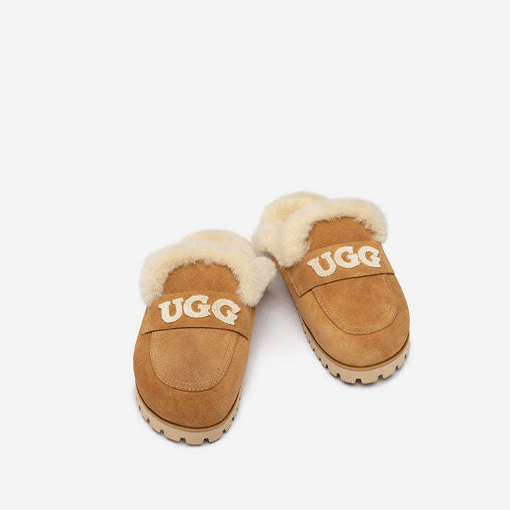 OZWEAR UGG Priya Knit Logo Shearling Slipper