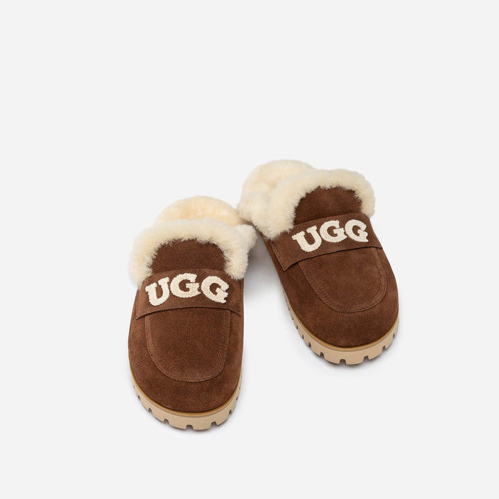 OZWEAR UGG Priya Knit Logo Shearling Slipper