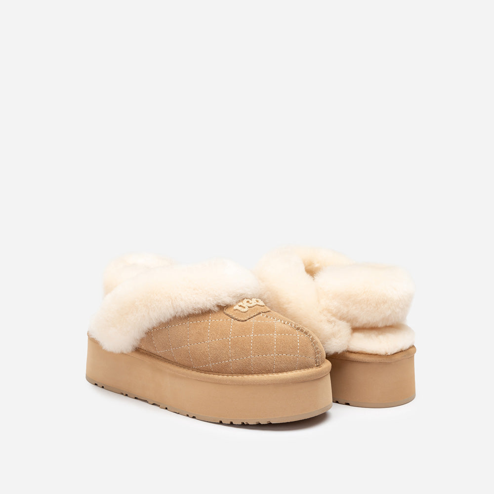 OZWEAR UGG Coquette Matelassé Logo Platform Slipper (Detachable Feature)