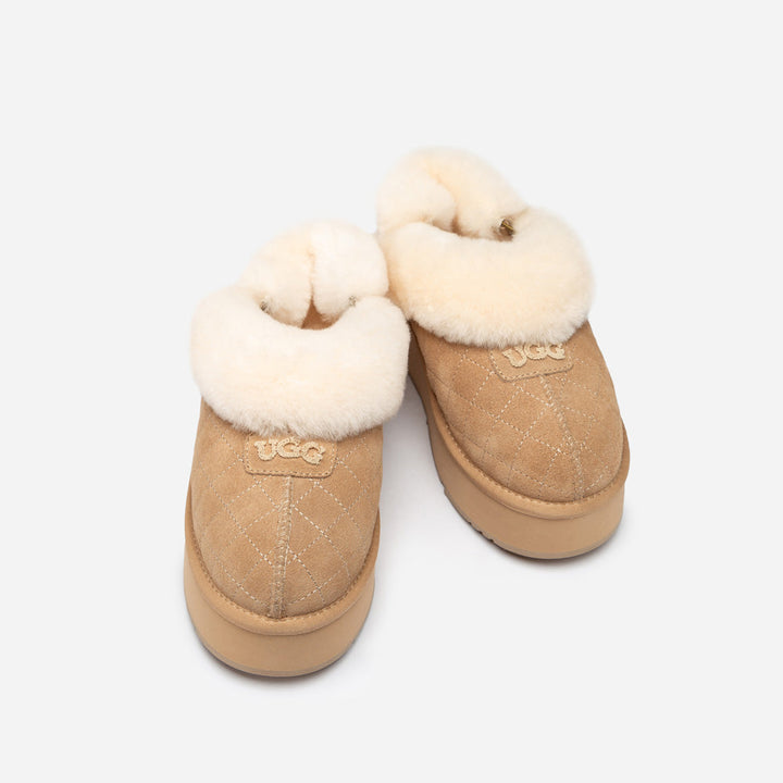 OZWEAR UGG Coquette Matelassé Logo Platform Slipper (Detachable Feature)
