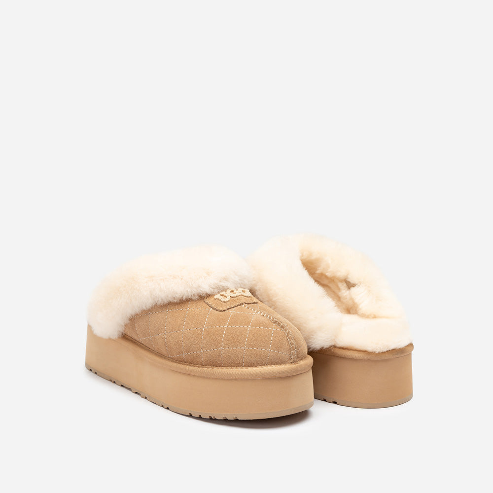 OZWEAR UGG Coquette Matelassé Logo Platform Slipper (Detachable Feature)