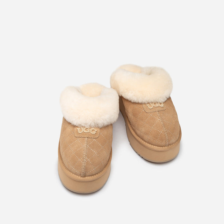 OZWEAR UGG Coquette Matelassé Logo Platform Slipper (Detachable Feature)