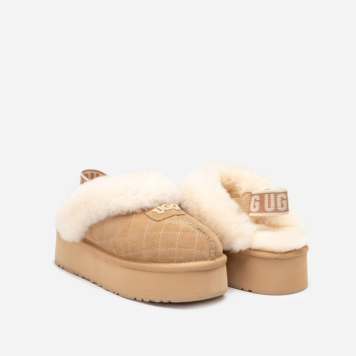 OZWEAR UGG Coquette Matelassé Logo Platform Slipper (Detachable Feature)