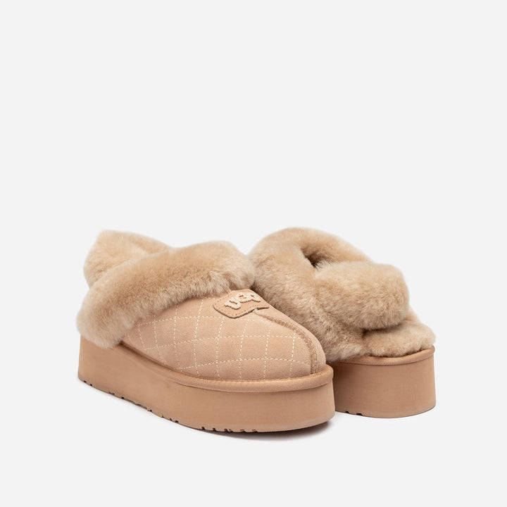 OZWEAR UGG Coquette Matelassé Logo Platform Slipper (Detachable Feature)