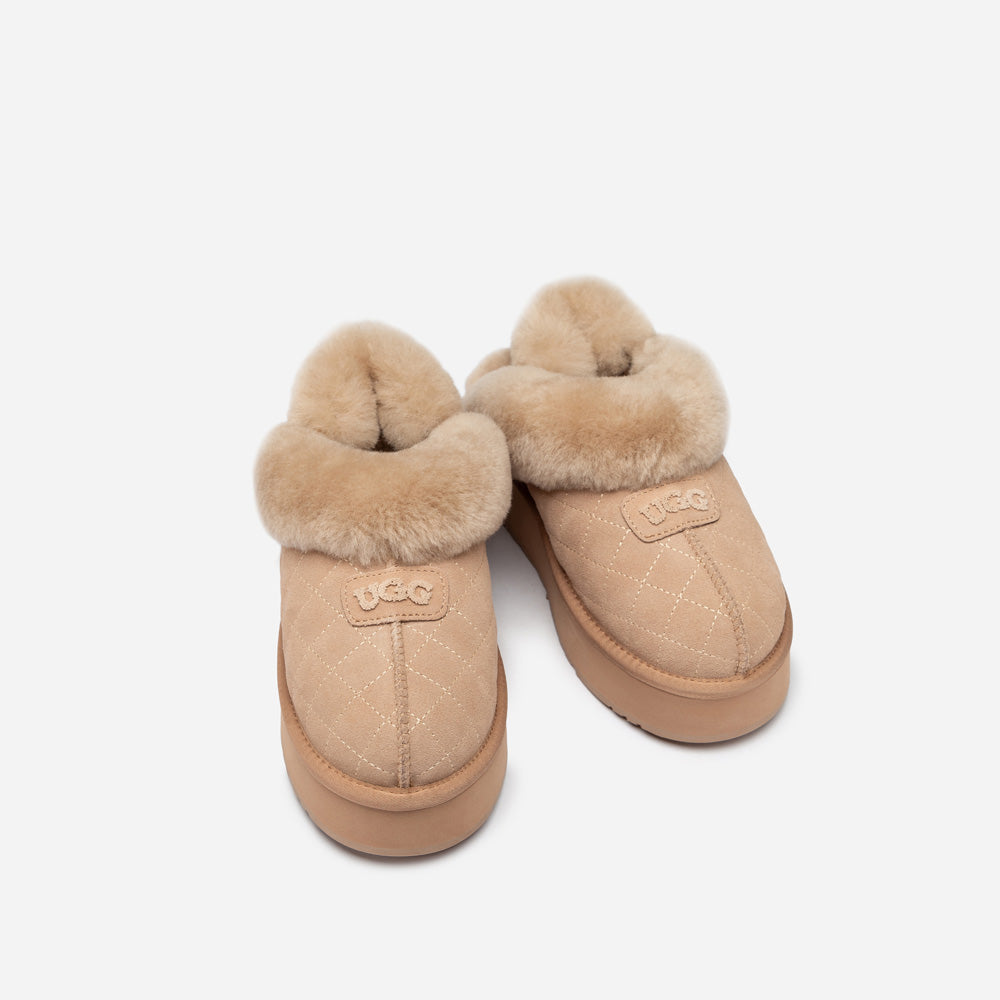 OZWEAR UGG Coquette Matelassé Logo Platform Slipper (Detachable Feature)