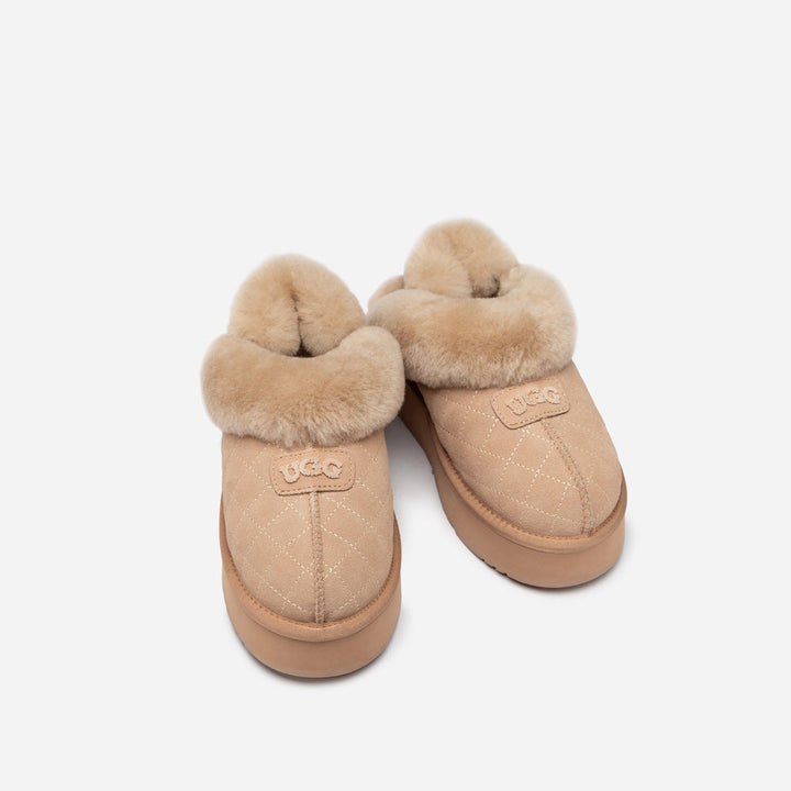 OZWEAR UGG Coquette Matelassé Logo Platform Slipper (Detachable Feature)