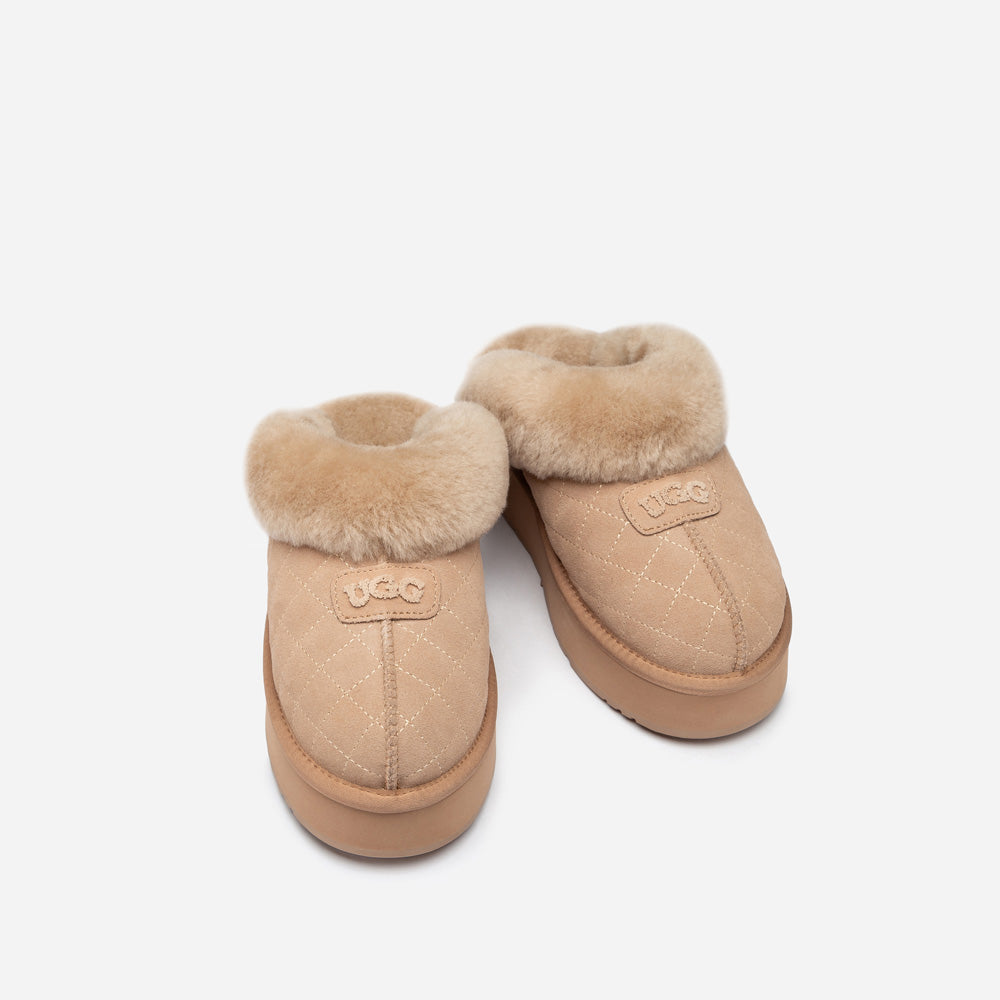 OZWEAR UGG Coquette Matelassé Logo Platform Slipper (Detachable Feature)