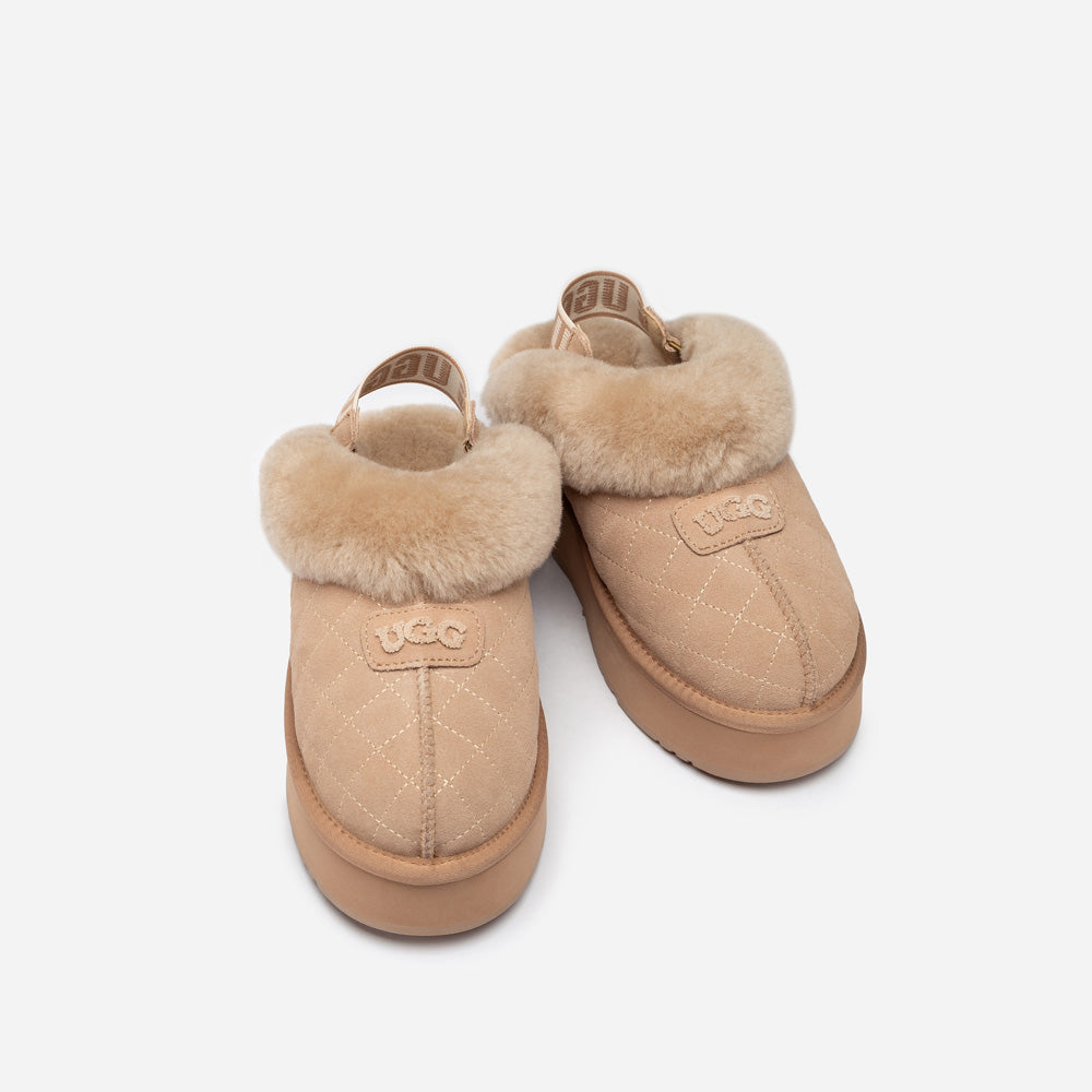 OZWEAR UGG Coquette Matelassé Logo Platform Slipper (Detachable Feature)