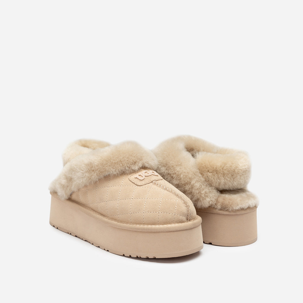 OZWEAR UGG Coquette Matelassé Logo Platform Slipper (Detachable Feature)