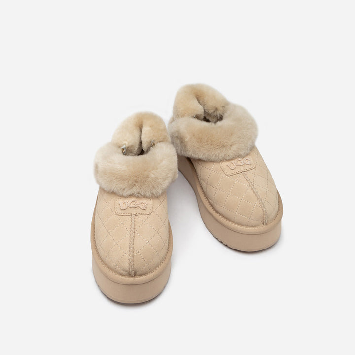 OZWEAR UGG Coquette Matelassé Logo Platform Slipper (Detachable Feature)