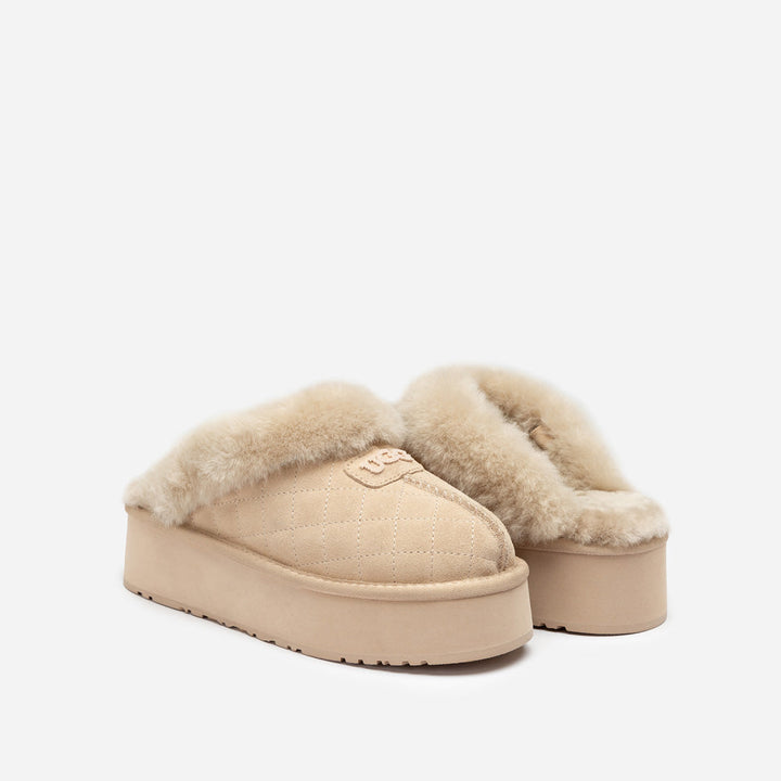 OZWEAR UGG Coquette Matelassé Logo Platform Slipper (Detachable Feature)